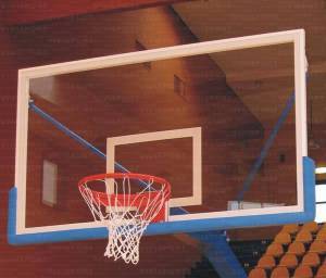 Replacement basketball backboard in 12mm thick glass without frame.