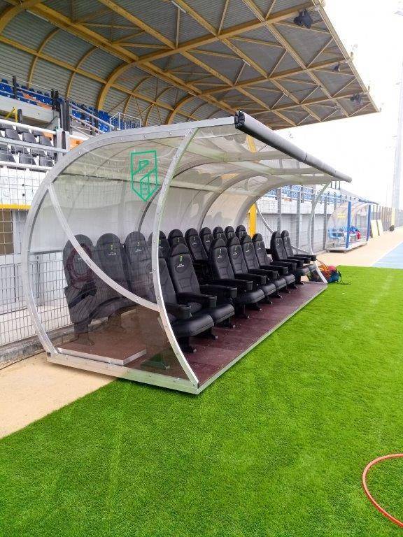 "World Cup" model team shelter with "VIP" seats