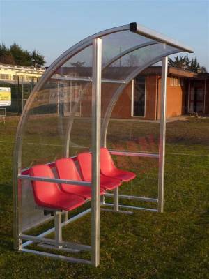 Bench model "Strong" 5 meters in aluminum, alveolar polycarbonate cover.